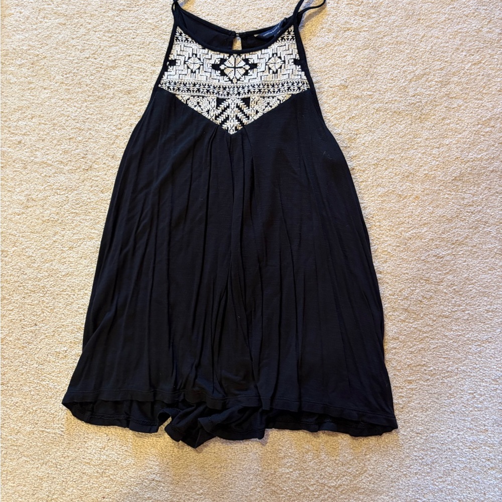 American Eagle Outfitters Black Top with White Pattern
